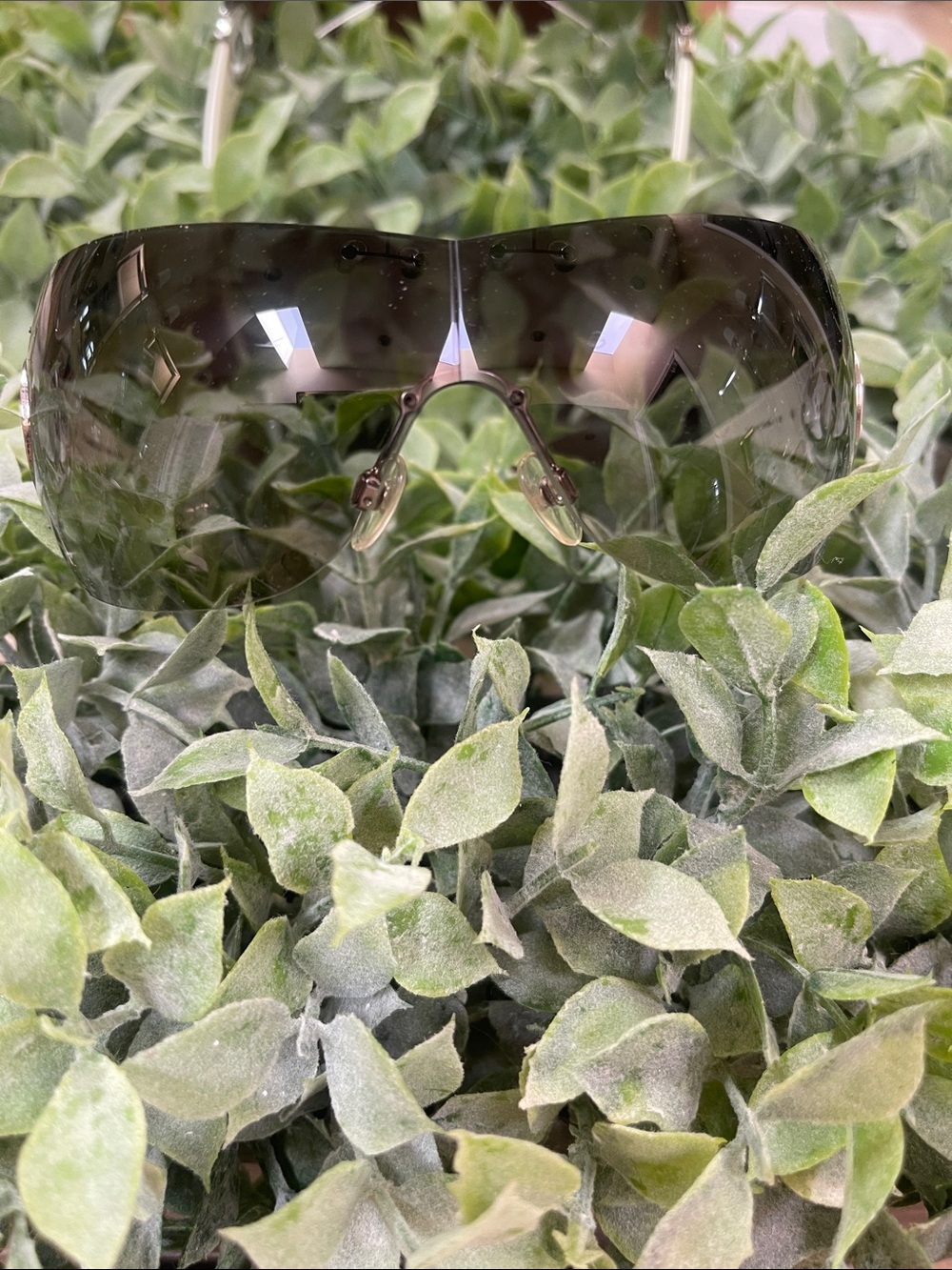 CHANEL White-Arm Shield Sunglasses with Gray Gradient Lens - Picture 6 of 7